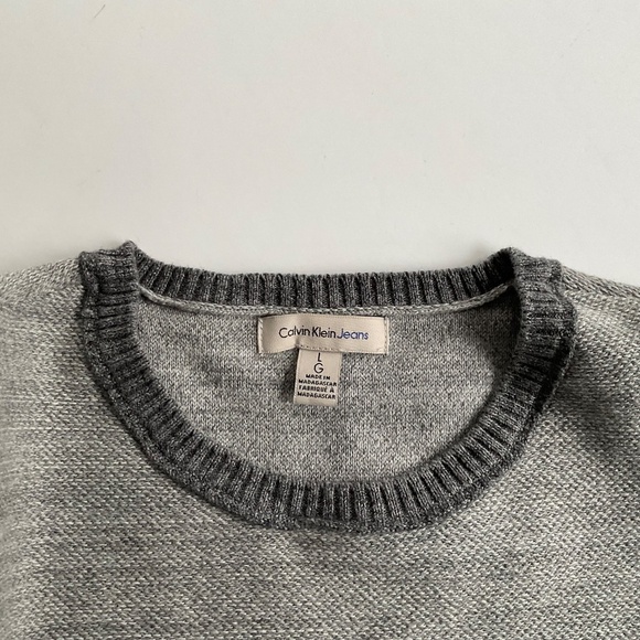 Calvin Klein Jeans Men's Colorblock Pullover Sz L Gray Crew Neck Knit Sweater - Picture 3 of 10